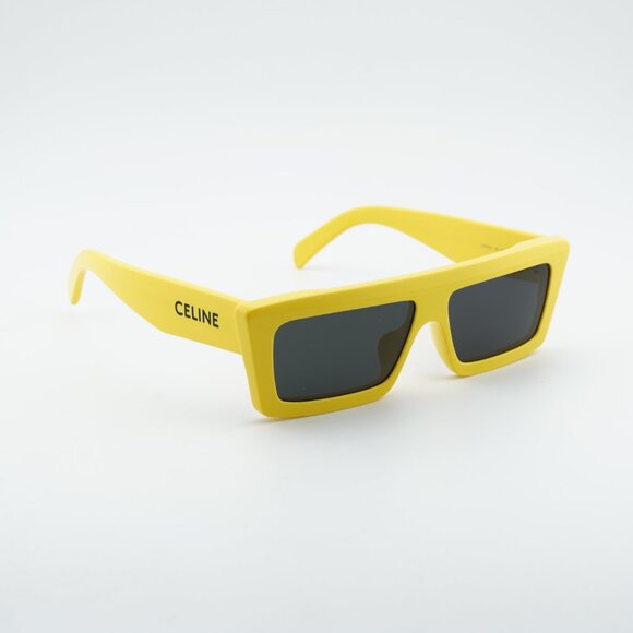 Celine CL40214U 39A Sunglasses Yellow Rectangle Frame, Grey Lenses main image 7